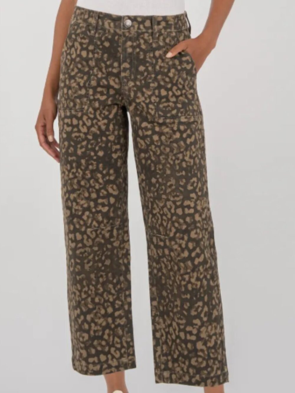 Kut from the Kloth Ashton Leopard Print High Waist Crop Barrel Jeans – Size 6
